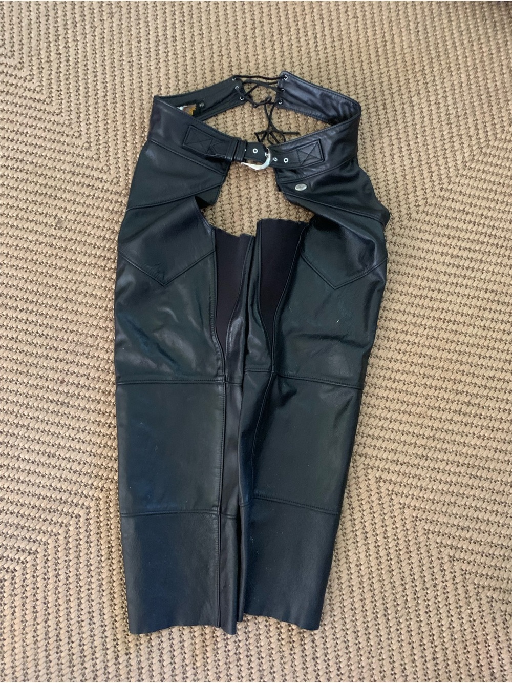 Vintage Harley Davidson Black Leather Woman’s Chaps - Classic Riding Style